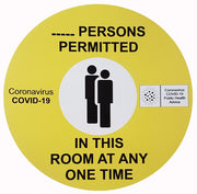 Coronavirus ___ Persons permitted in this room at any one time sign