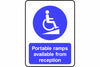 Portable access ramps available from reception sign