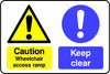 Caution Wheelchair access ramp Keep Clear sign