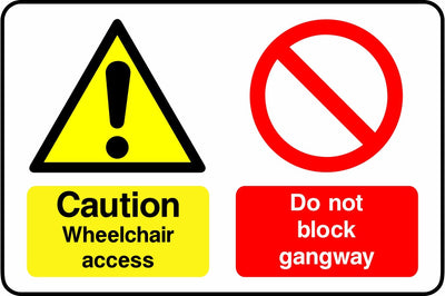 Caution Wheelchair access ramp Do not block gangway sign