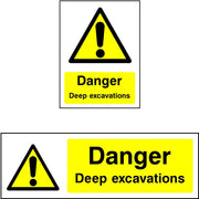 Danger Deep Excavations safety sign