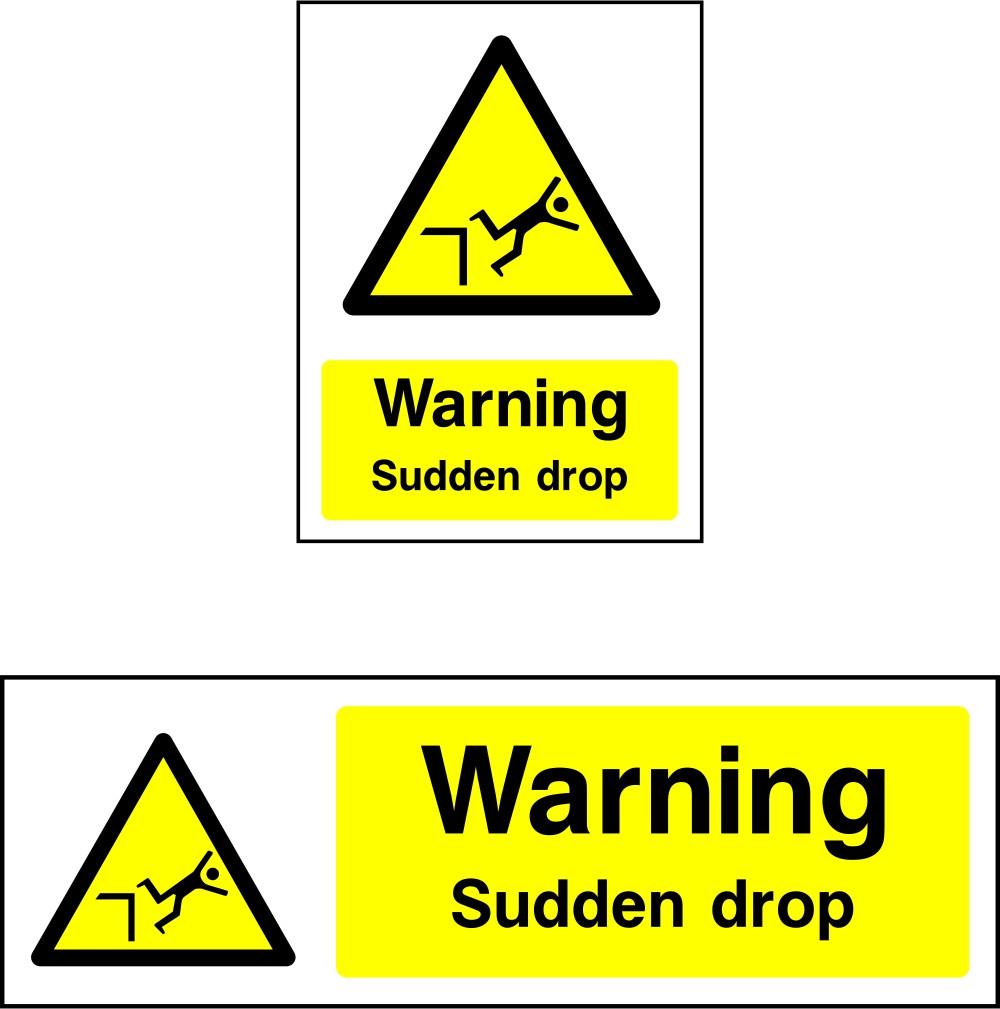 Warning Sudden Drop safety sign | SK Signs & Labels | SK Signs & Labels Ltd