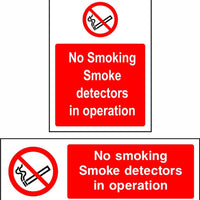 No smoking Smoke detectors in operation sign