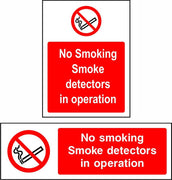 No smoking Smoke detectors in operation sign