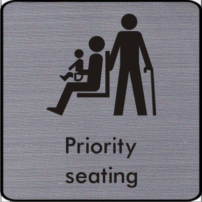 Engraved Priority Seating symbol sign