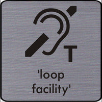 Engraved T Loop Hearing facility symbol sign
