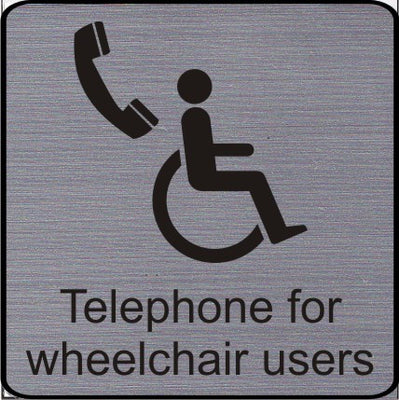 Engraved Telephone for wheelchair users symbol sign