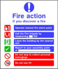 Call Fire brigade Do not use lifts Fire action sign