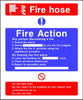 Fire Hose fire action notice sign