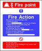 Fire Point fire action notice sign