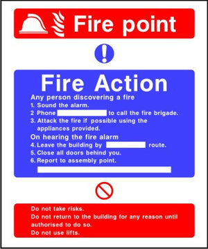 Fire Point fire action notice sign