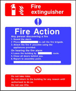 Fire Extinguisher fire action notice sign