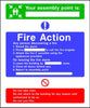 Assembly point fire action notice sign