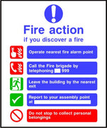 Call Fire brigade Fire action sign