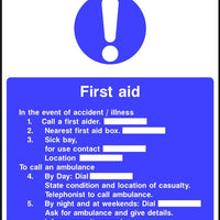 First Aid Notice safety sign