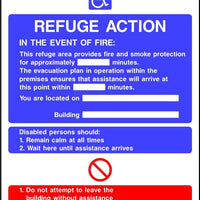 Refuge Action Fire notice sign