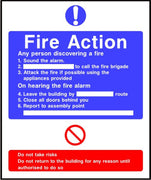 Do not take risks Fire action notice sign