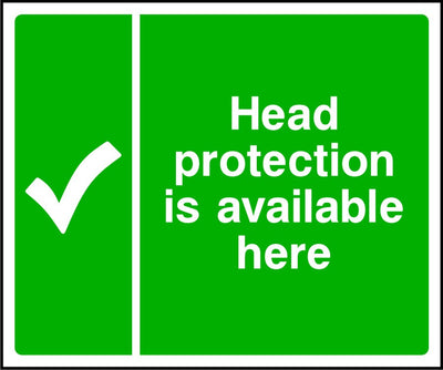 Head protection available here safety sign