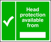 Head protection is available from safety sign