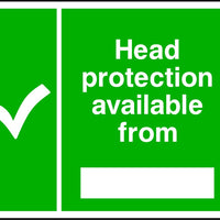 Head protection is available from safety sign
