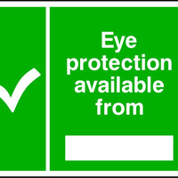 Eye protection is available from safety sign