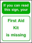 First Aid Kit is missing safety sign