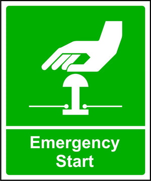 Emergency Start safety sign