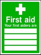 Your first aiders list sign
