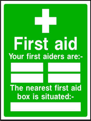 First aiders and first aid box sign