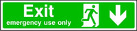 Exit Emergency Use Only Arrow Down Sign