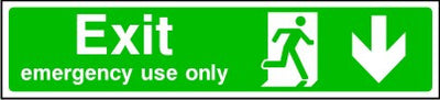 Exit Emergency Use Only Arrow Down Sign