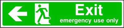 Exit Emergency Use Only Arrow Left Sign