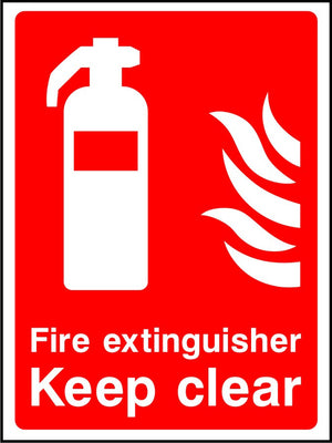 Fire extinguisher keep clear sign