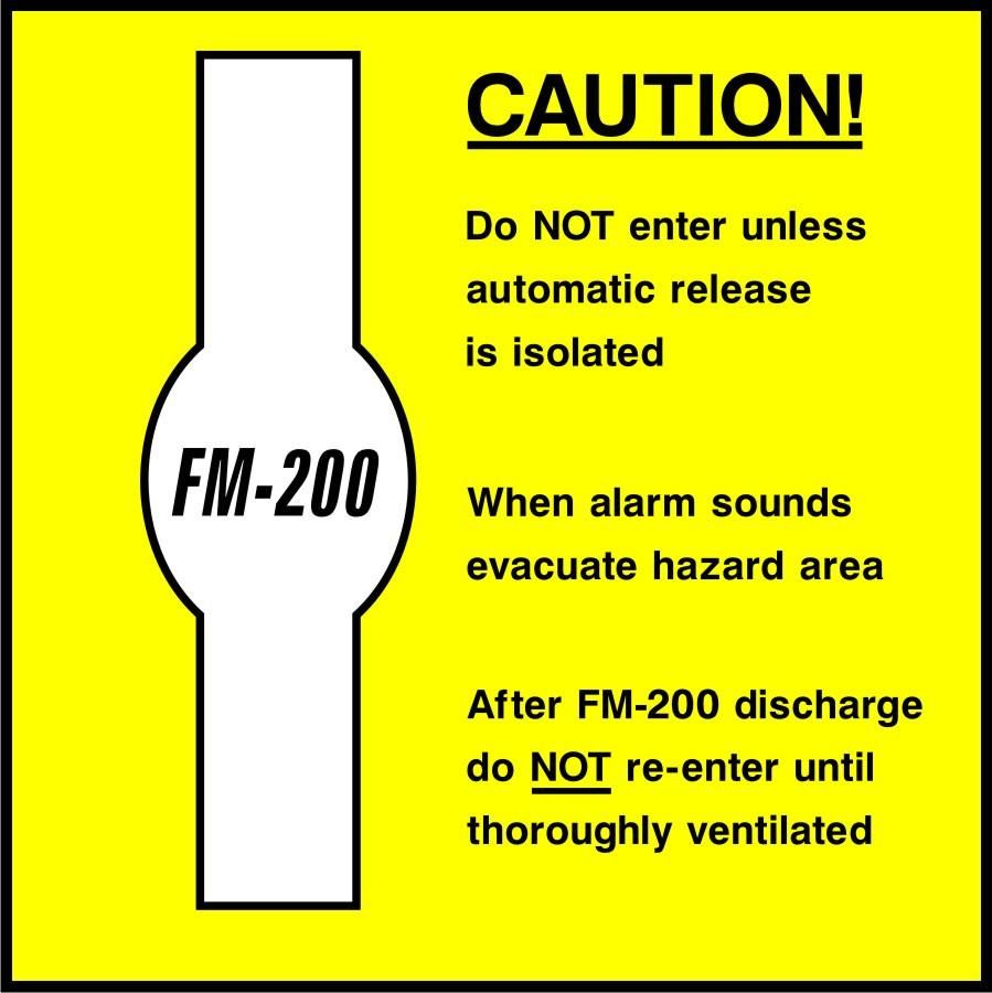 Caution FM-200 Hazard Area safety sign | SK Signs & Labels