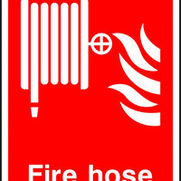 Fire hose safety sign