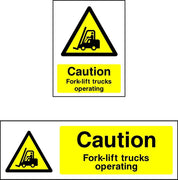 Caution Fork-lift Trucks Operating safety sign