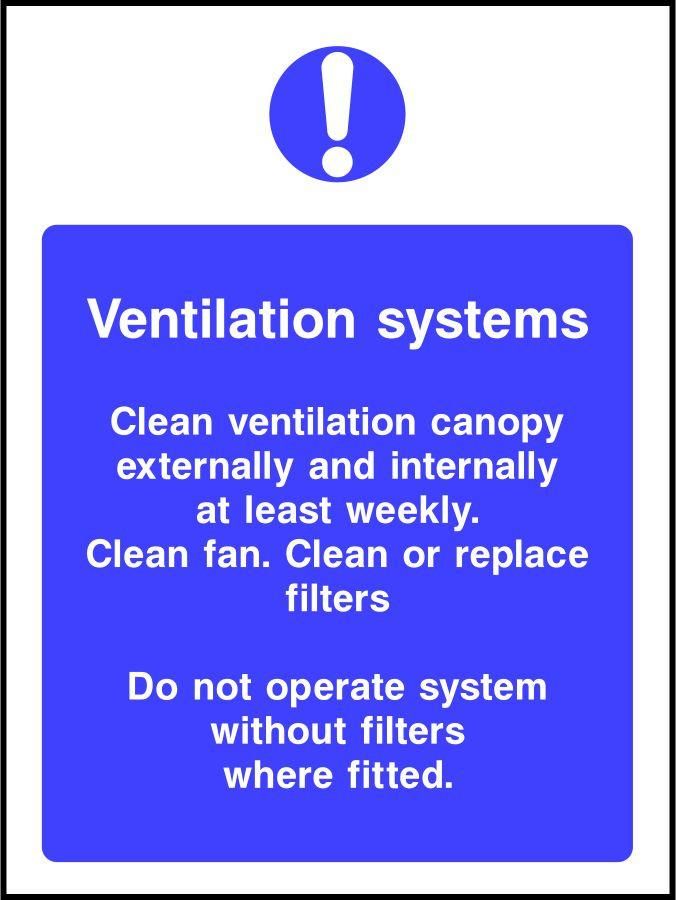 Ventilation system cleaning safety sign