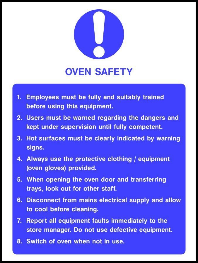 Oven safety sign