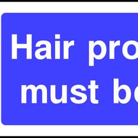 Hair protection must be worn safety sign
