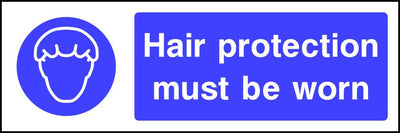 Hair protection must be worn safety sign