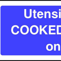 Utensils for COOKED meats only safety sign