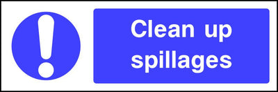 Clean up spillages safety sign