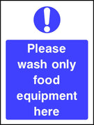 Please wash only food equipment here safety sign
