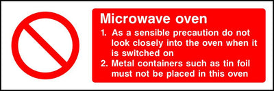 Microwave oven safety sign