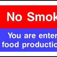 No smoking You are entering a food production area sign