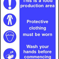 Food production area personal hygiene safety sign