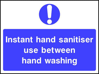 Instant hand sanitiser use between hand washing safety sign