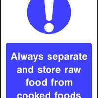Raw and cooked food storage safety sign
