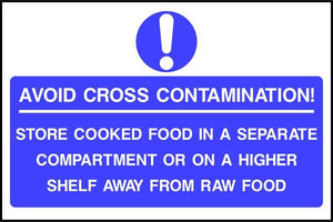 Avoid cross contamination food safety sign