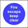 Fire escape keep clear safety sign